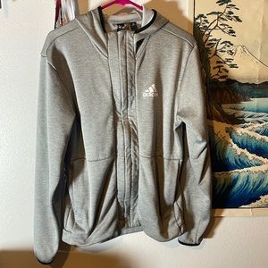 Mens Adidas Zip Up Grey Hoodie